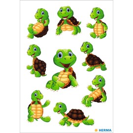 HERMA 15463 Stickers Turtle Small Large, 9 Pieces, Googly Eyes Animals Stickers with Funny Turtles Motif, Children's Labels for Photo Album, Diary, Scrapbooking, Birthday, Letters, Crafts