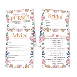 Inkdotpot Bridal Shower Games Set of 4(50 Sheets Each) Floral Fun Bachelorette Party Games Set Bundle