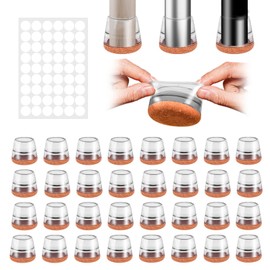 Pack of 32 Protective Caps for Chair Legs, Floor Protectors for Chairs, Round Chair Leg Caps with Felt for Straight and Slanted Chair Legs, Prevents Scratches, Furniture Mat for Hardwood Floors 19-23