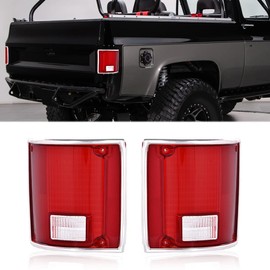 G-PLUS Tail Lights Lens Compatible with Chevy Blazer C10 C20 C30 1975-1986/Fit GMC C15 C1500 C2500 Jimmy 1973-1991 Red Tail Lamps Lens GM2801122,5968329 Luces Traseras Rear Brake Lamps Assembly