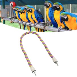 Bird Rope Perch, Bendable Fun Climbing Toy, Sturdy Cotton Rope with Metal Wire, Exercise Stand for Parrots, Easy to Install in Bird Cage (L)
