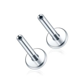 Xpircn Threadless Labret Bar for Flat Back Cartilage Helix Tragus Stud Earrings G23 Titanium - Bar ONLY, 16 Gauge 8 mm,Silver