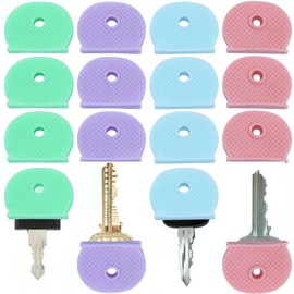 ISDVBUY 24 Pcs Multicolor Key Cap Tags, Colored Key Identifiers Covers Soft Rubber, Easy to Identify Protectors for Standard Flat House