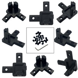 ANPTGHT 8Sets 2020 Series 3-Way End Corner Bracket Solid Connectors, Aluminum Extrusion Hardware Tri Connector with Screws＆Wrench for 6mm Slot Extruded Aluminum Profile Accessories(Black)