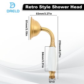 DRELD 2 Pieces Retro Shower Set, 1 x Stainless Steel Hand Shower with 1 x 1.5 m Hose, Nostalgic Retro Shower Set, Stainless Steel Retro Shower Head Hand Shower Set (Vintage Colour)