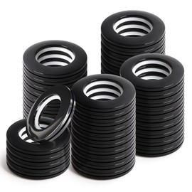 WCIC 48 PCS Curtain Grommets 40mm Roman Ring Inner Diameter (1-9/16") Nanoscale Low Noise Shower Curtain Rings for Curtain Rod Plastic Curtain Grommet Kit Black