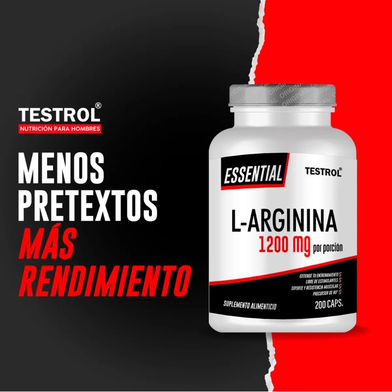 L-arginina 1200 Mg | Testrol Essential | 200 Cápsulas