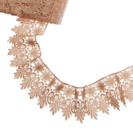 letsinstyle 5 Yards Gold Lace Trim, Vintage Lace Ribbon, Embroidered Edge Trimming Embroidery Sewing Ribbons Crochet Fringe Trim for Crafts Item Wrapping, Bridal Wedding Decoration