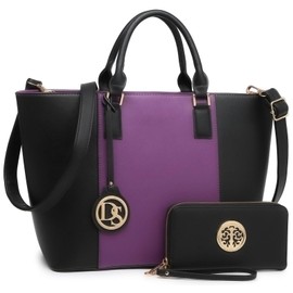 Dasein Two Tone Purses and Handbags for Women Tote Bags with Matching Wallet and Shoulder Strap