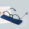 KoKoBin Ultra-thin flat anti-blue round reading glasses,unbreakable pocket-sized anti-glare glasses,Blue