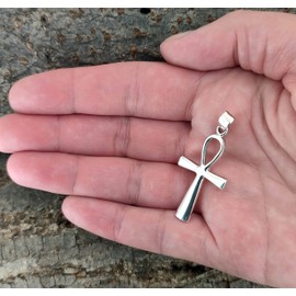 Kiss of Leather Ankh Pendant 925 Sterling Silver No.32A, Sterling Silver, No Gemstone