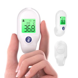 Femometer Fever Thermometer for Babies, Children and Adults, Contactless, Infrared, Measurement in 1s, Three-Colour Display, Object and Room Temperature, Portable for Travel Use, Fever Warning, White