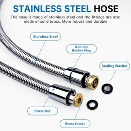 G-Promise 100 Inch Stainless Steel Long Shower Hose, Flexible and Tangle-Free, for Shower and Pet Bathing, Clean Bathroom Corners(Chrome)