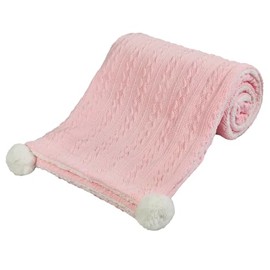 Soft Touch Newborn Essentials Cable Knit Baby Blanket with Sherpa Lining - Super Soft, Cosy, and Warm Blanket for Infants, Perfect for Swaddling and Cuddling