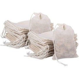 50 Pcs Muslin Bags 100% Cotton Drawstring Bag Soap Nuts Mesh Bags Tea Bags 4 * 6in