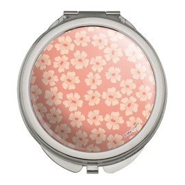 Peachy Flowers Compact Travel Purse Handbag Makeup Mirror