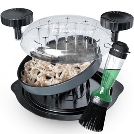 KLAVEHN Chicken Shredder, 10.8" Visible Chicken Breast Shredder Tool Twist, Meat Shredder, Ergonomic Handle, Soap Dispensing Brush, Anti-Slip (Black Shredder with Special Brush)