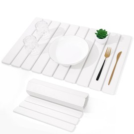 Bowl Drying Mat, Kitchen Countertop Stone Bowl Drying Mat, 24 '(Length) X 16' (Width) Fast Anti Slip Fast Drying Stone Bath Mat, White Shower Stone Bath Mat