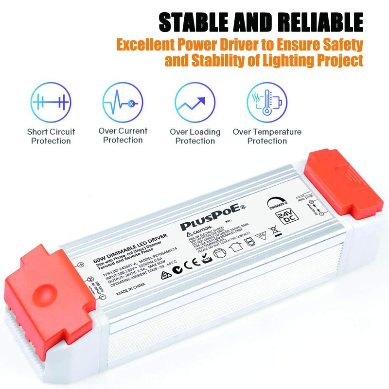 Led Driver 24V 60W, Universal 24v DC Transformer Dimmable Magnetic