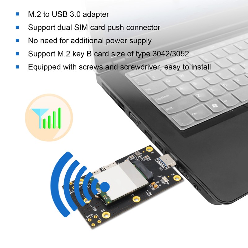 M.2 to USB 3.0 Adapter Push Connector for Dual SIM