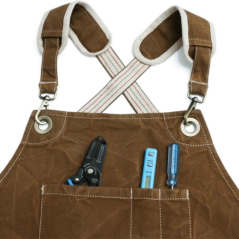Jeanerlor Waxed Canvas Work Apron for Women with 11 Pockets