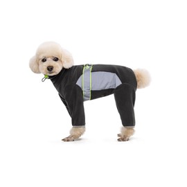 Dog Fleece Winter Warm Clothes,Waist Adjustable Puppy Onesie with D-Ring and Reflective Strips,Cold Weather Pet Long-Sleeved Coats Recover Suit For Small Medium Dogs_XL(Dark Gray)
