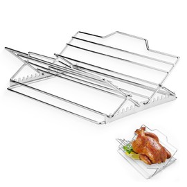 DZHPSRSZ Adjustable Turkey Chicken Roasting Rack,V-Shaped Turkey Roasting Rack,Foldable Chicken Roaster,Turkey Cooking Rack Chicken Rack for Oven, Smokers, Grills,Turkey Roasting Stand Accessories