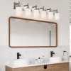 Modern 6-Light Bathroom Vanity Lighting Milky White Glass Shade Wall
