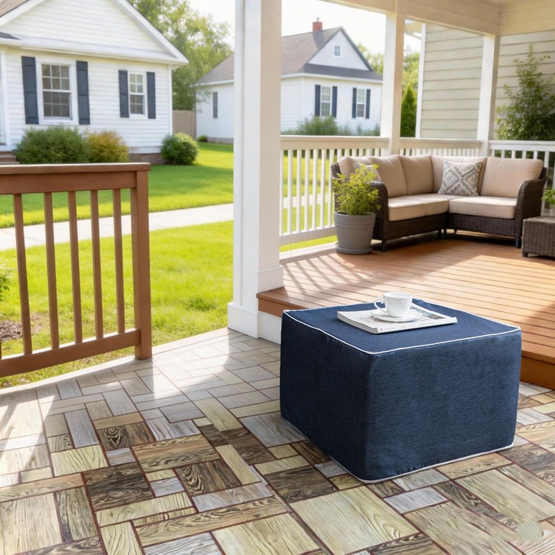 20x14 In Outdoor Square Ottoman – Lightweight Patio Ottoman Footrest