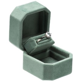 Giftop Small Velvet Single Ring Jewelry Box for Engagement Proposal Wedding (Sage Green)