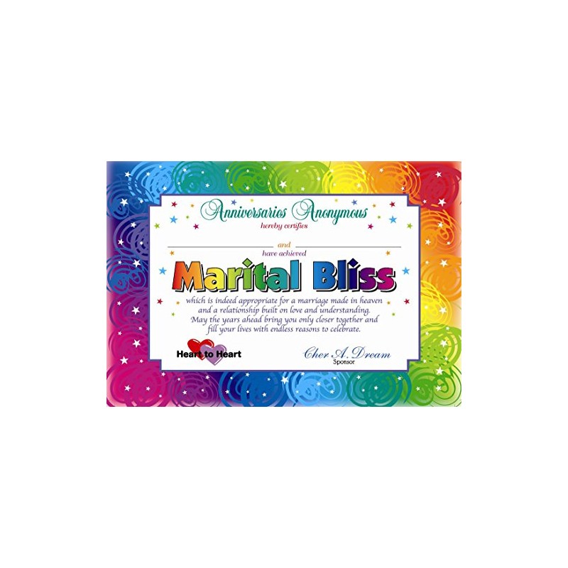 Beistle 6 Marital Bliss Certificate