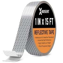 X-BOSEAT DOT-C2 Reflective Tape 2 inch x 30 FT Waterproof Red/White Adhesive Conspicuity Tape for Trailers, Trucks, Outdoor Safety Tapes (Red & White, 2IN x 30FT)