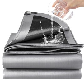 ele ELEOPTION 10x13 Tarp Waterproof Heavy Duty Emergency Rain Snow Outdoor Cover Reinforced Edges Large tarp for Camping Patio Pool,Boat, Roof, UV Resistant Use Black Gray