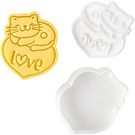 1Pc White Plastic Biscuit Mold Cat Shaped Cookie Embossing Moulds Cookie Cutters Baking Gadget Baking Accessories Cartoon Cat Cookie Stamps,Small in Size,Cookie Cutters,Baking Tools and Accessories
