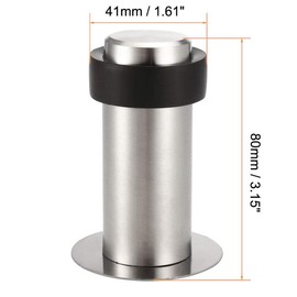 TA-VIGOR 80mm Height Floor Mounted Door Stopper with Rubber Buffer, Brushed Stainless Steel Cylindrical Door Stop Modern Style Door Protector for Rooms, Front Doors, Patios, Garages, Offices