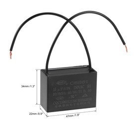 uxcell Ceiling Fan Capacitor CBB61 16uF 250V AC 2 Wires Metallized Polypropylene Film Capacitor 47x34x22mm for Electric Fan Pump Motor Generator