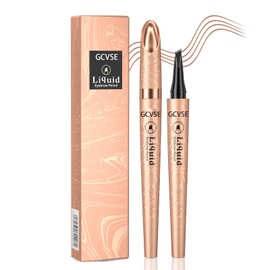 GCVSE Eyebrow Pencil, Microblading Eyebrow Pencil with 4 Micro-Fork Tips, Long-Lasting Brow, Waterproof, Smudgeproof Brow Pen - Easy Creation of Natural Looking Defined Eyebrows (Light Brown)