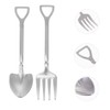 KICHOUSE 2pcs Stainless Steel Shovel Design Cutlery Set Multipurpose Fork