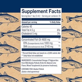 Wileys Finest Summit DHA lquido, 2140 mg DHA  460 mg EPA Omega-3s, aceite de pescado alaska atrapado en el bosque, 25 porciones                       
