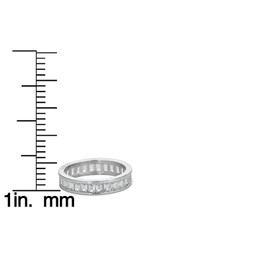 Sterling Silver 2x3mm Emerald Cut Cubic Zirconia Channel Set Eternity Band Ring