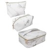 3Pcs Women Cosmetic Bag Marble Print Makeup Case Storage Handbag