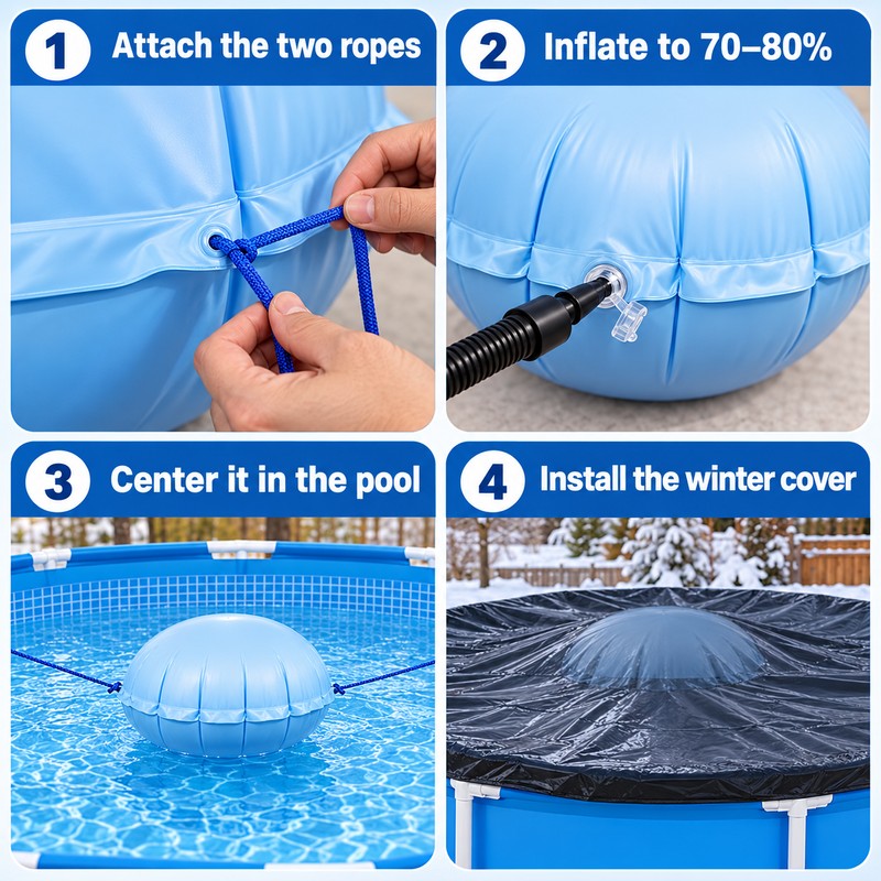 47 Inch Round Winter Pool Pillow for Above Ground Pools,