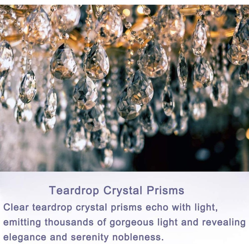Fushing 10Pcs 1ft Teardrop Crystal Strands, Hanging Crystal Beads Chain