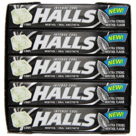HALLS Relief Max Strength Extra Strong Menthol Throat Drops, 20 Packs of 9 Drops (180 Total)