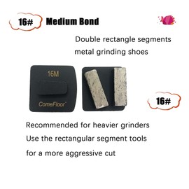 Redi-Lock Concrete Floor Preparation Disc, Diamond Metal Grinding Shoes, Double Bar Segs Compatible for Husqvarna Grinder, 16 Grit Medium Bond, 3PCS