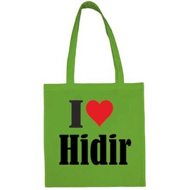 Reifen-Markt Tasche I Love Hidir Größe 38x42 Farbe Grün Druck Schwarz