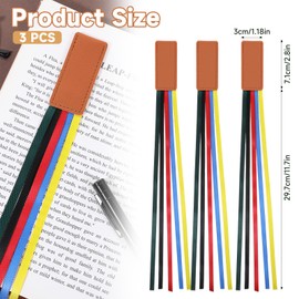 Dimeho 3 Pcs Bible Ribbon Bookmark, Muti Ribbon Markers Bible Bookmarks for Men Women Artificial Leather Christian Book Markers with 5 Colorful Ribbons for Book Lover Readers Teachers Students Gifts