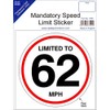Castle Promotions Mandatory Speed Limit Sticker 'Limited To 62 MPH'