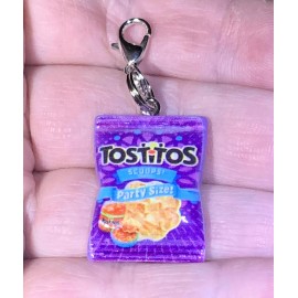 Tostitos Scoops Party Size Chips Bag Zipper Pull & Keychain Add On Clip!!