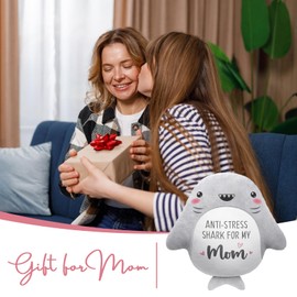 Mom Birthday Gifts from Daughter Son - Stress Relief Cute Pillows, Love Mom Gifts for Moms Birthday Mothers Day Thanksgiving Christmas, Mother Gift Ideas, 15’’ Shark Plush Throw Pillows for Mommy